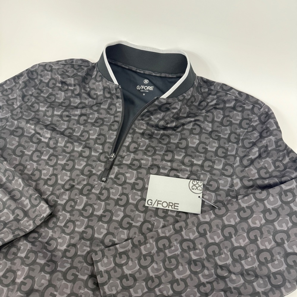 G/FORE Mens Monogram Quarter Zip Pullover‎ Onyx Grey G4MS23O37 NWT Size M